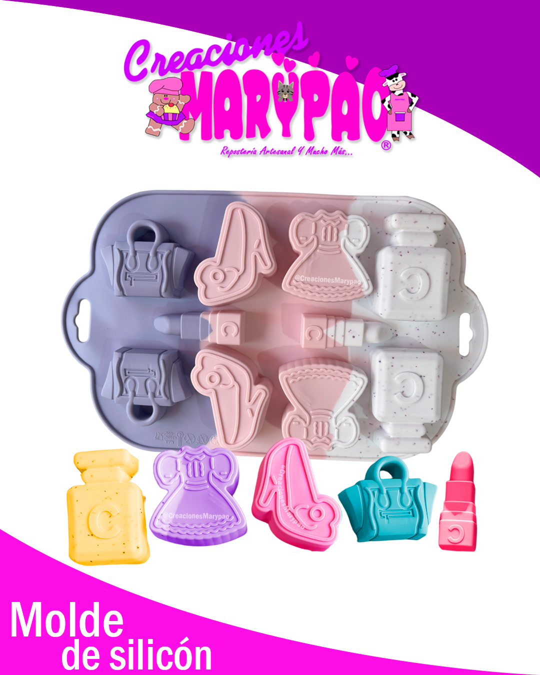 Molde de Silicón Fashion Girl: Accesorios Mujer Maquillaje 👠