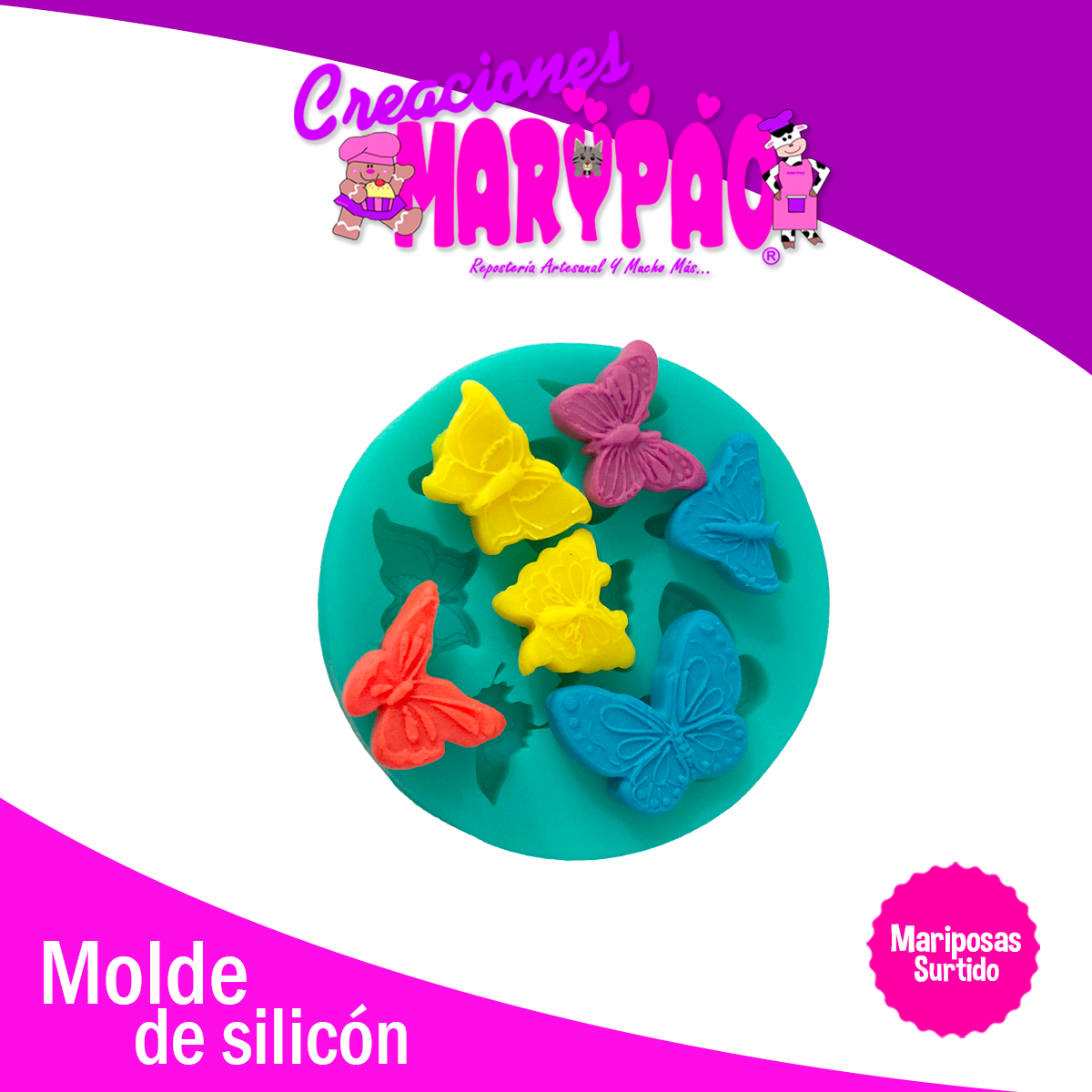 Molde De Silicón Mariposas Surtidas Fondant