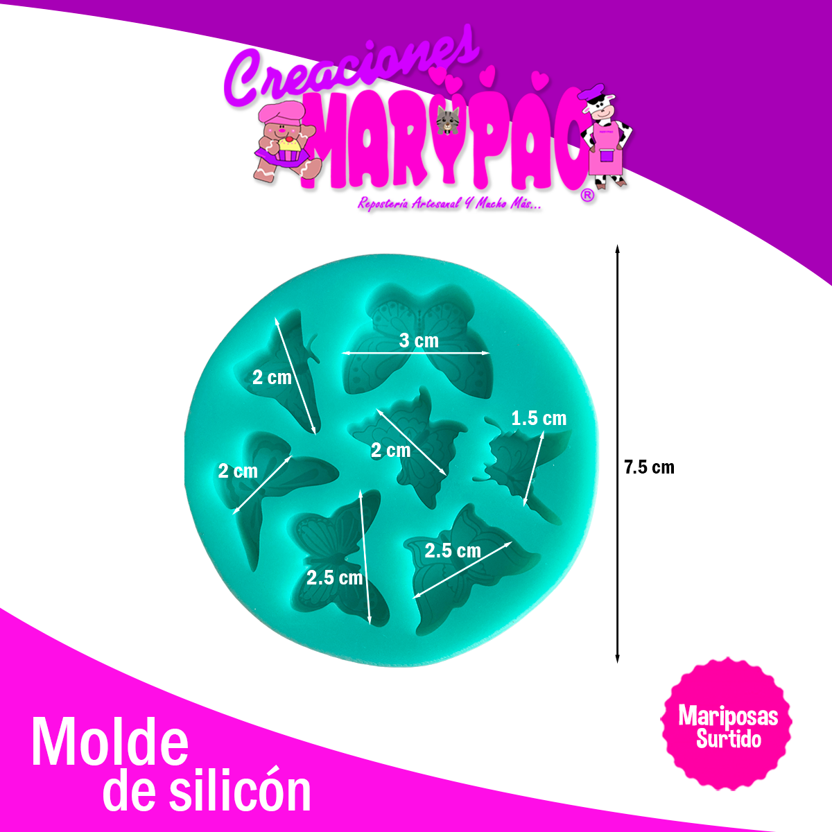 Molde De Silicón Mariposas Surtidas Fondant