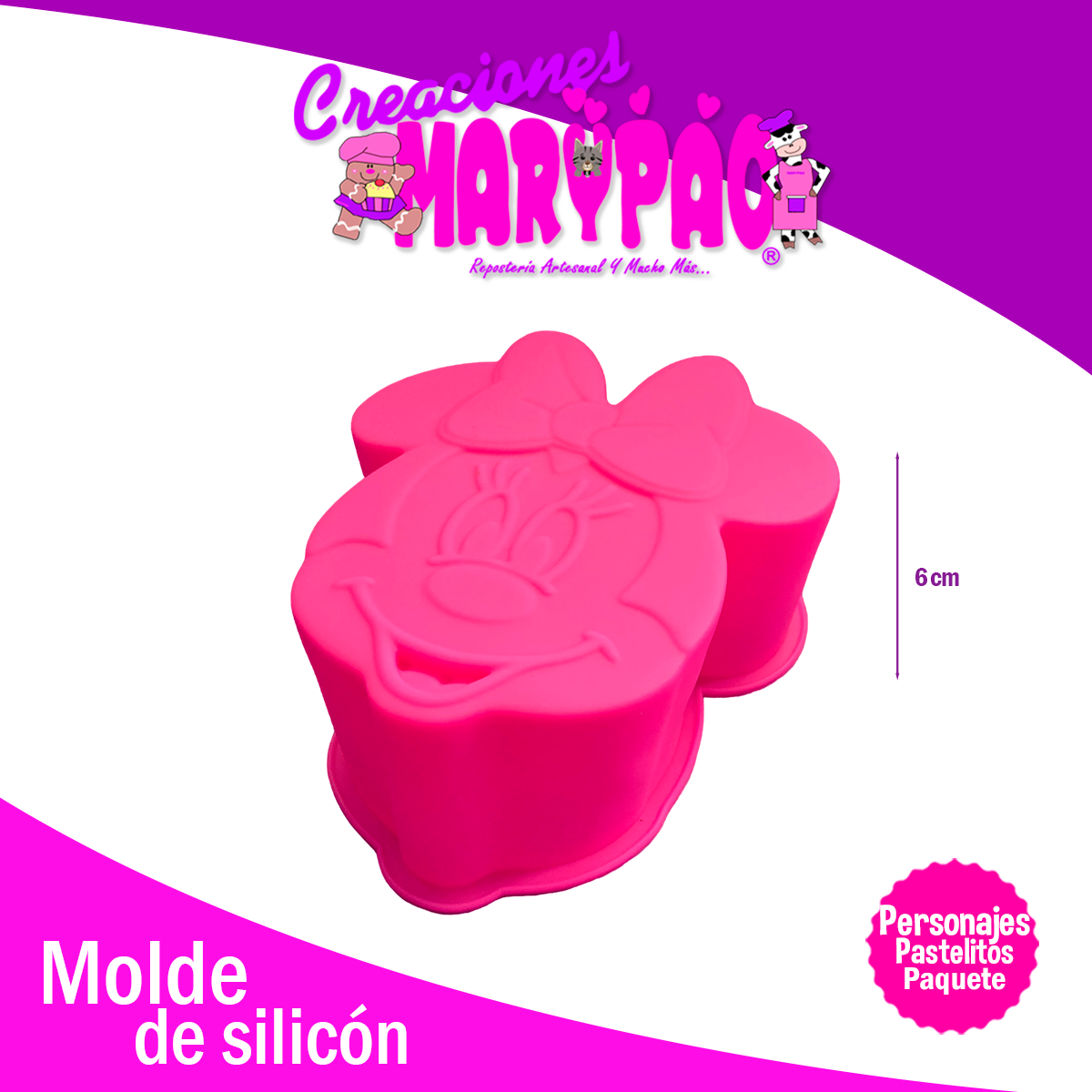 Moldes De Silicón Personajes Mickey, Minnie y Spideraman Paquete Pastelitos