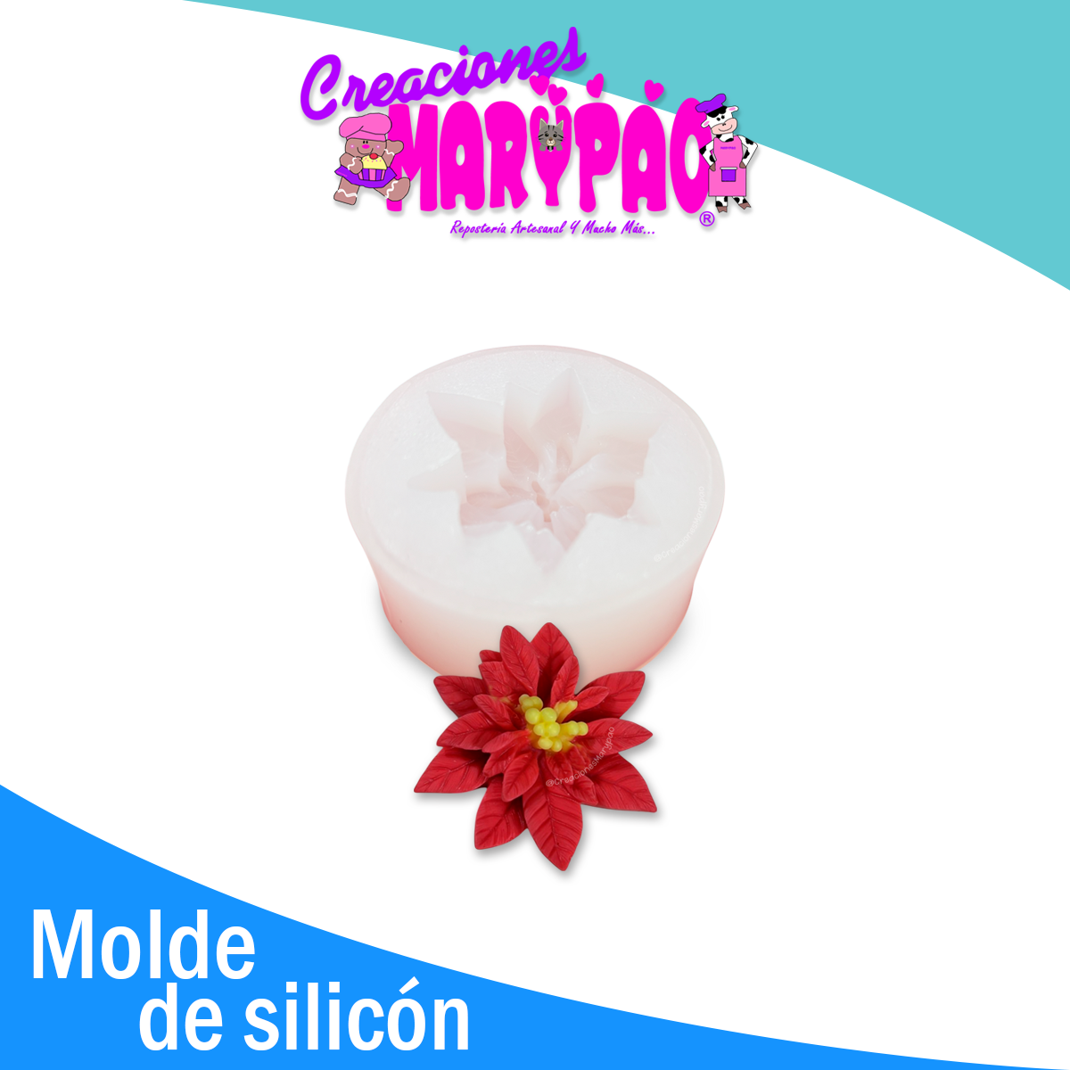 Molde De Silicón Nochebuena Velas Navidad Hermosa 6.5 Cm