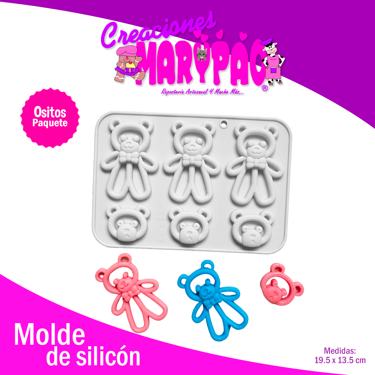 Moldes De Silicón Ositos Baby Paquete