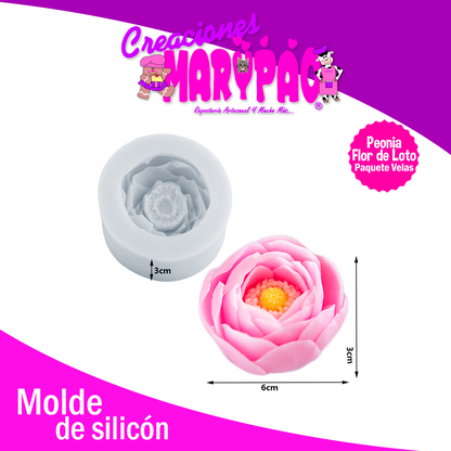 Moldes De Silicón Para Velas Flor de Loto y Peonia