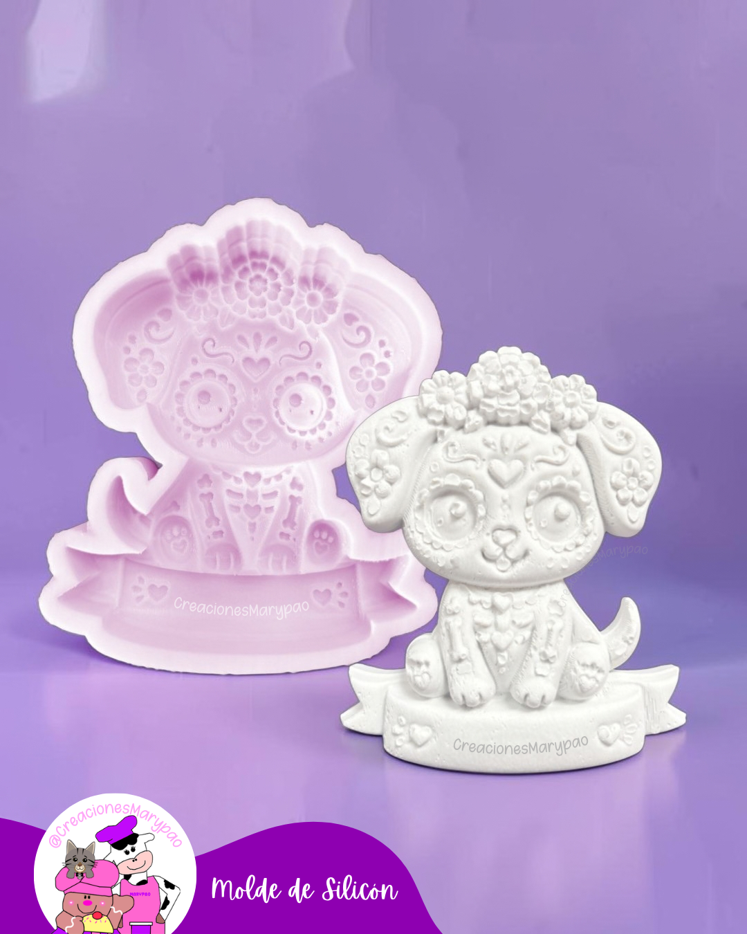 🐾💀Moldes de Silicón Perrito y Gatito Calavera✨