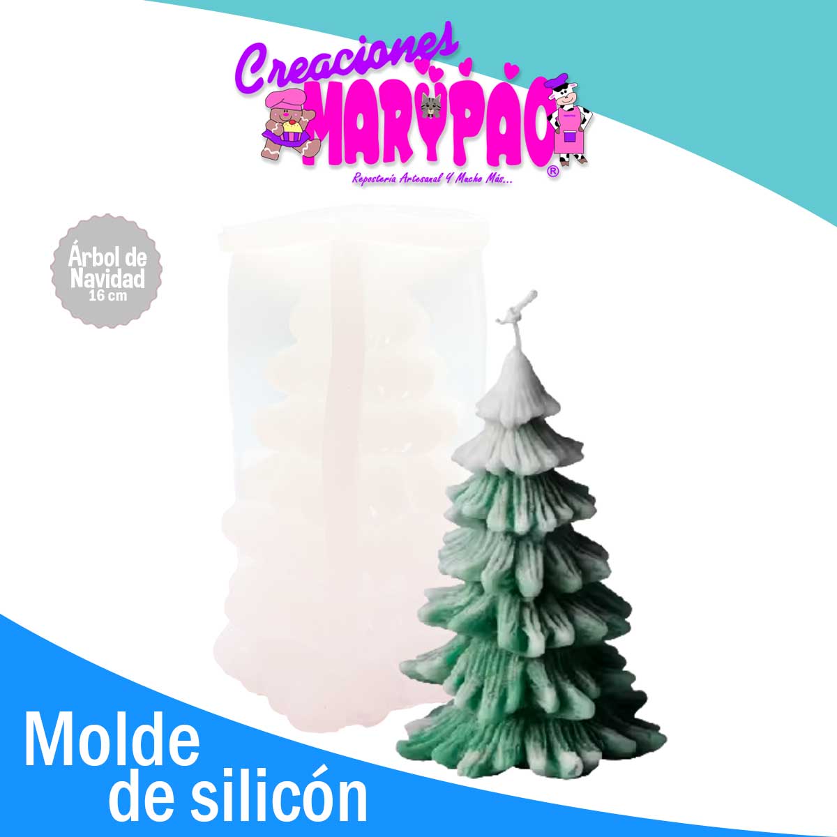 Molde De Silicón Árbol de Navidad Grande 16 cm Velas