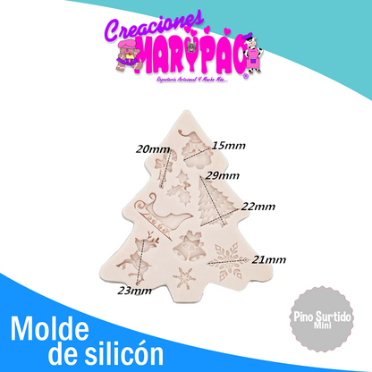 Molde De Silicón Navidad Pino Surtido Mini Fondant