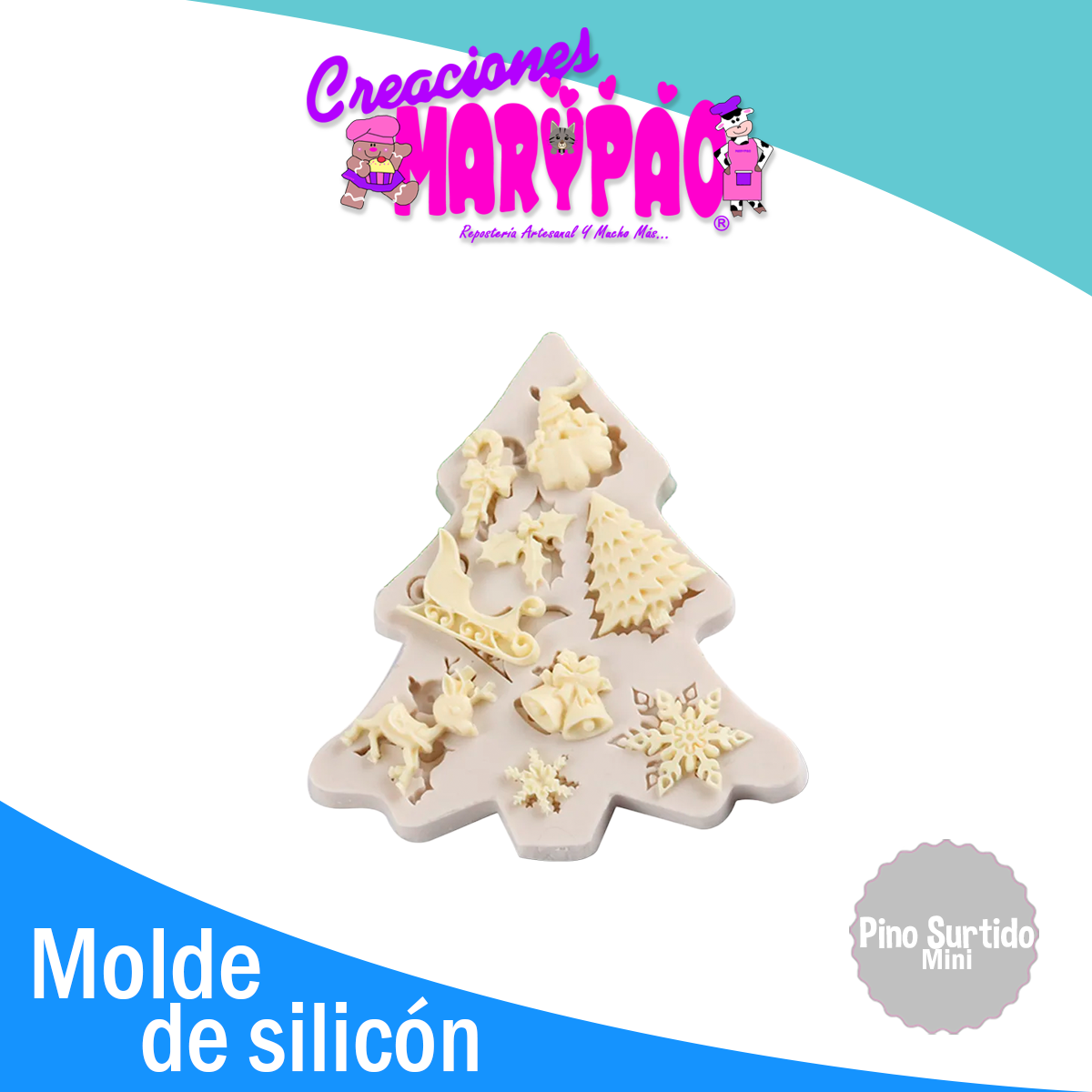 Molde De Silicón Navidad Pino Surtido Mini Fondant