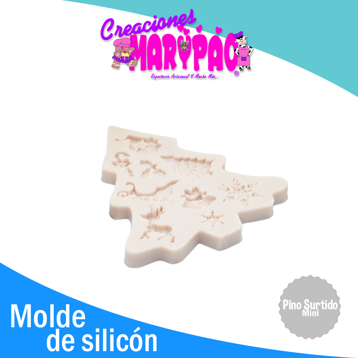 Molde De Silicón Navidad Pino Surtido Mini Fondant