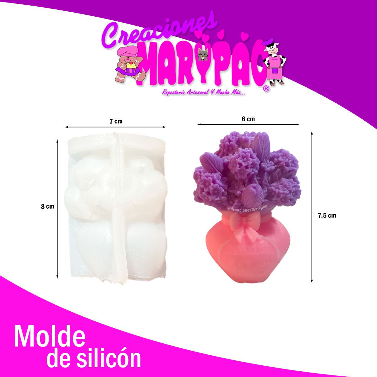 Molde de Silicón Ramo Maceta de Flores Velas🌷🌸