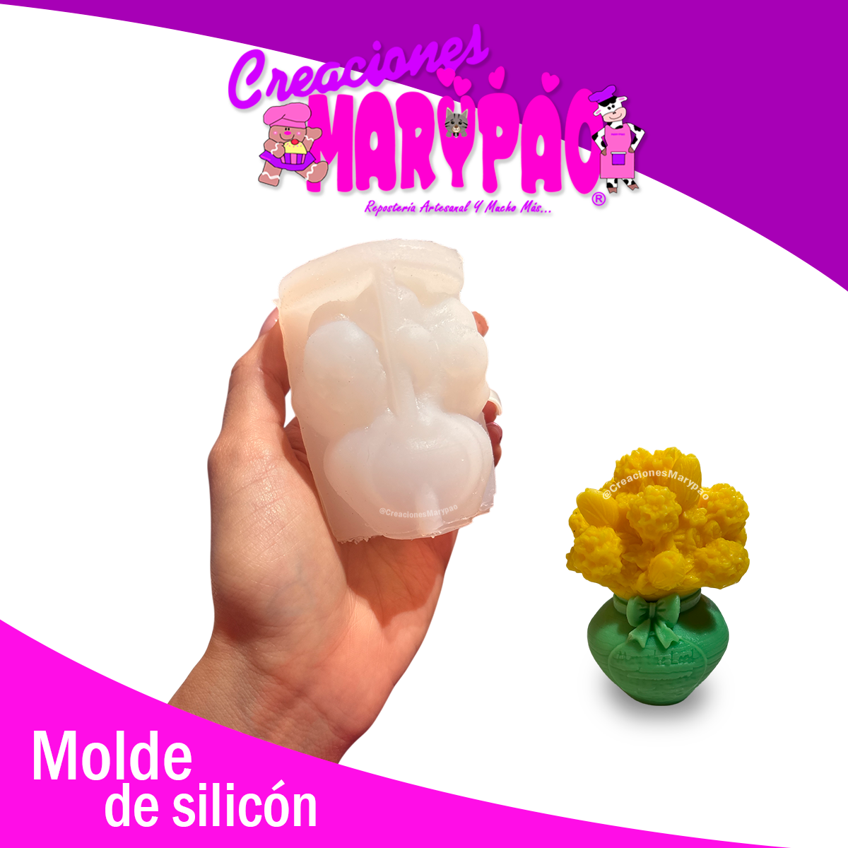 Molde de Silicón Ramo Maceta de Flores Velas🌷🌸