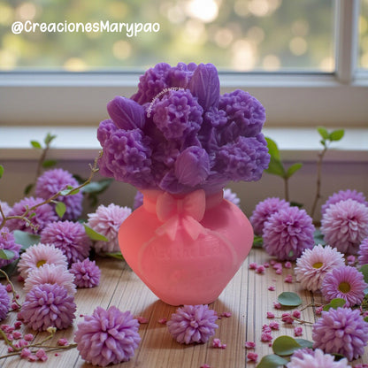 Molde de Silicón Ramo Maceta de Flores Velas🌷🌸