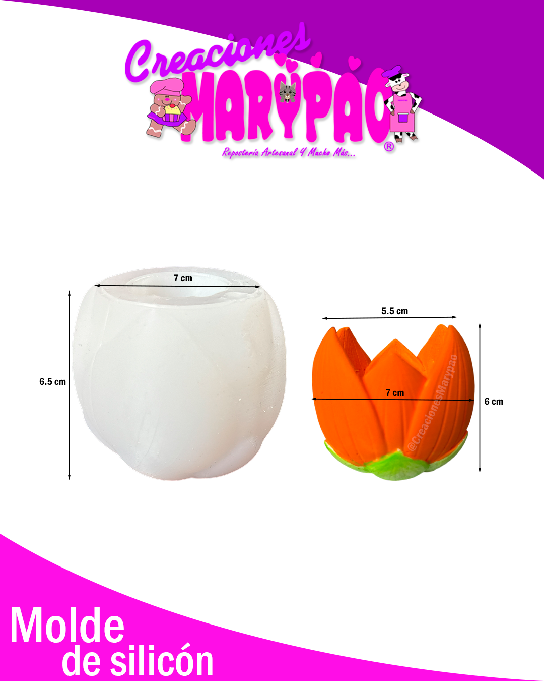 Molde de Silicón Tulipán Porta Velas Macetas Cute🌷🕯️