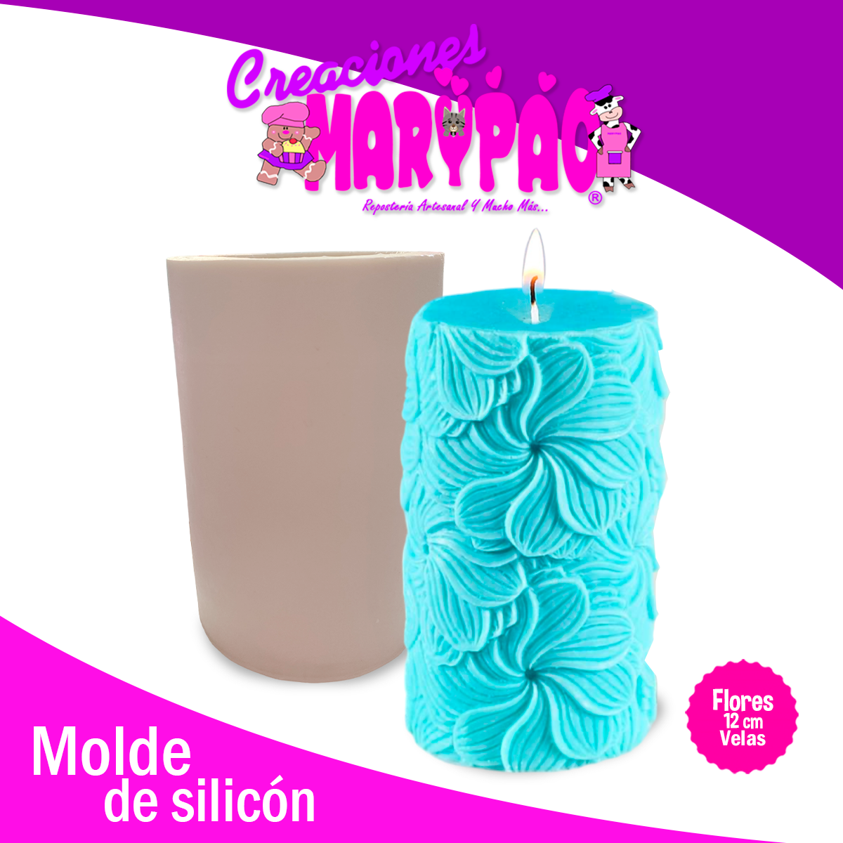 Molde De Silicón Para Velas Flores 12 cm