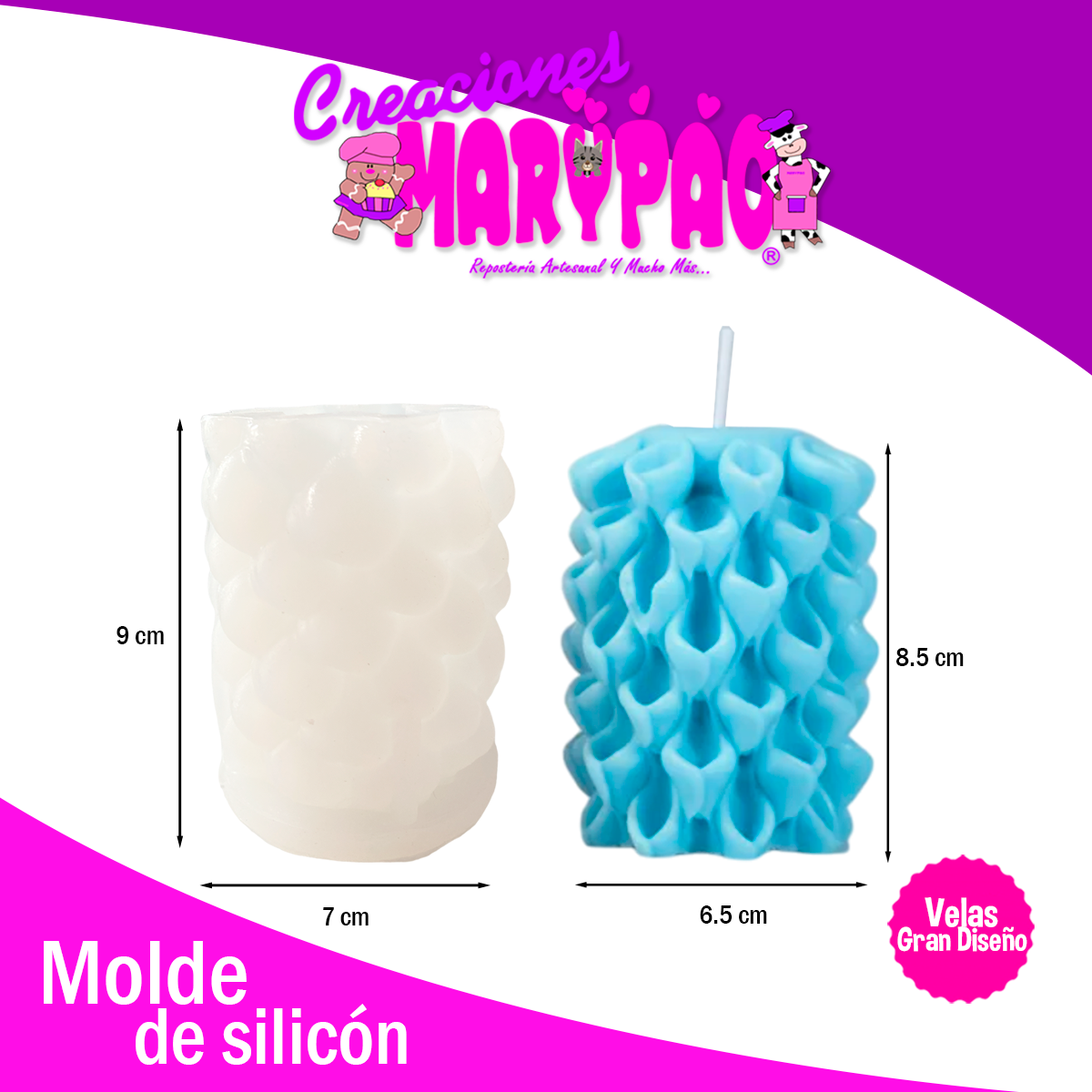 Molde De Silicón Para Velas Cilindro Pilar de Alcatraces