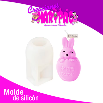 Molde De Silicón Velas Pascua Conejito Huevo 10 Cm 🕯🐰