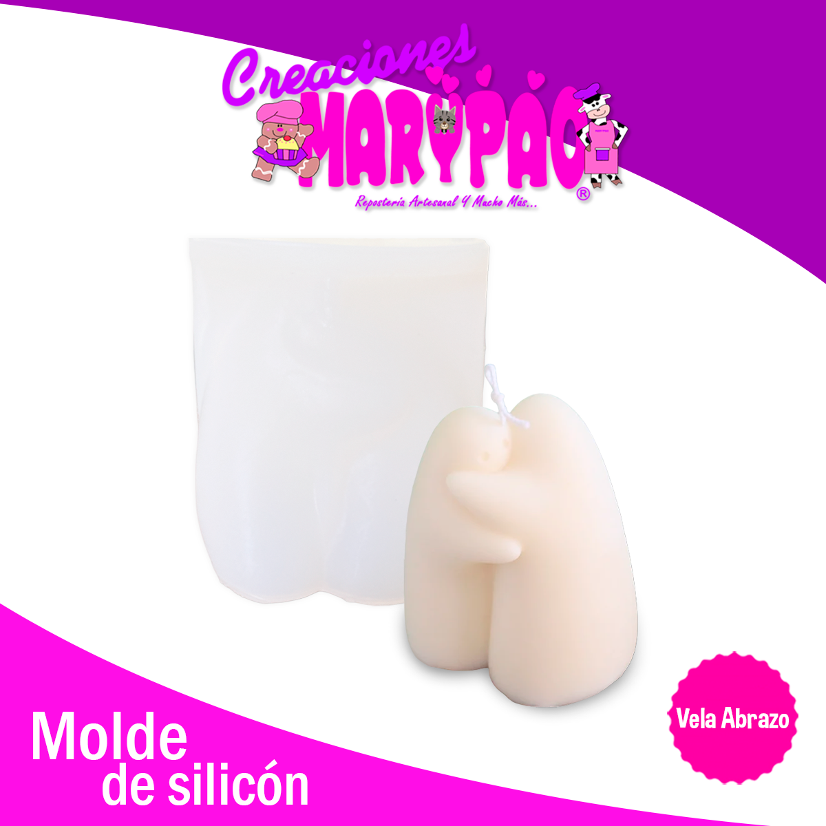 Molde De Silicón Velas Abrazo Amor