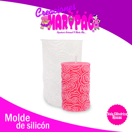 Molde De Silicón Velas Cilindro Rosas