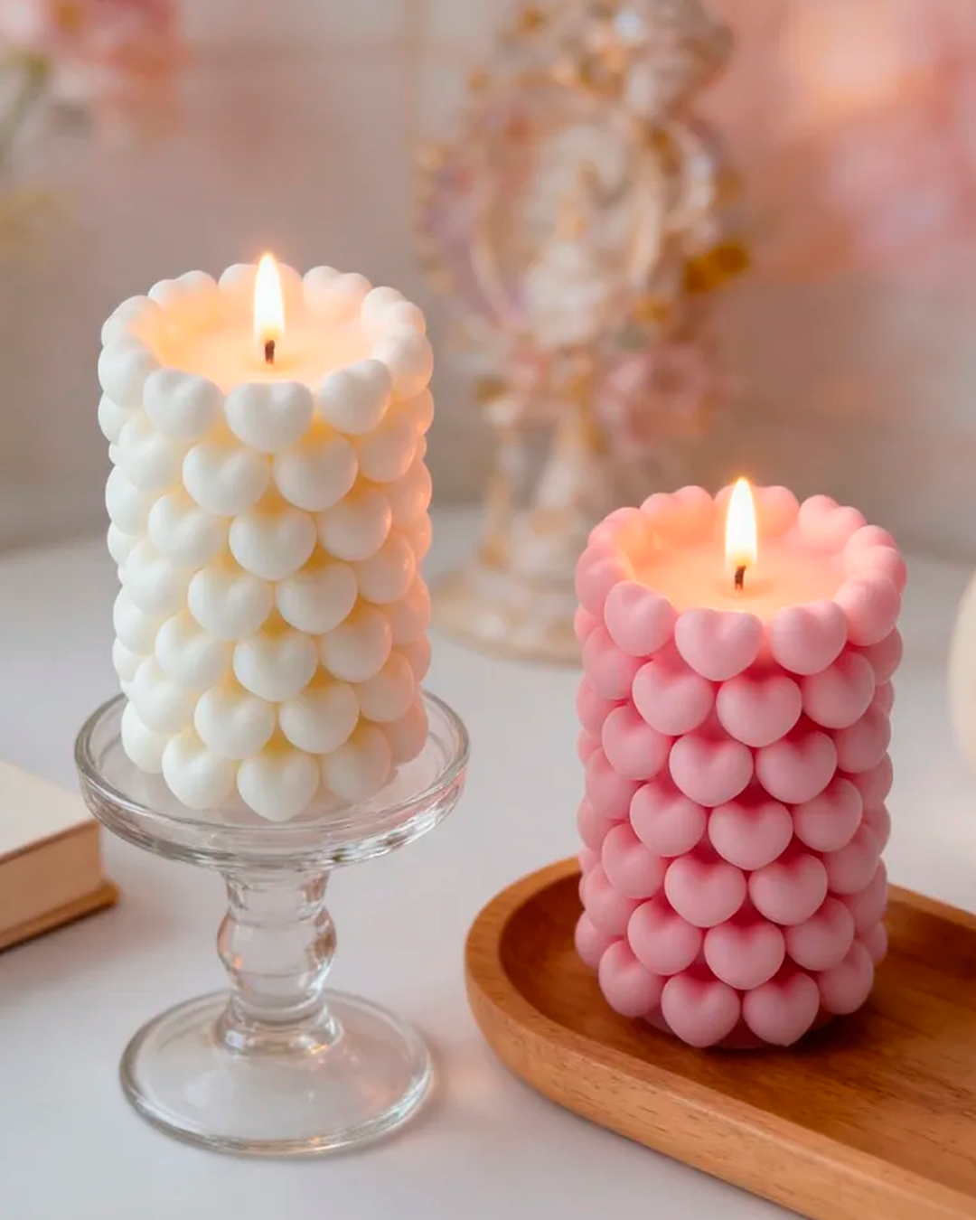 Molde de Silicón Velas Corazones Cilindro 💕✨