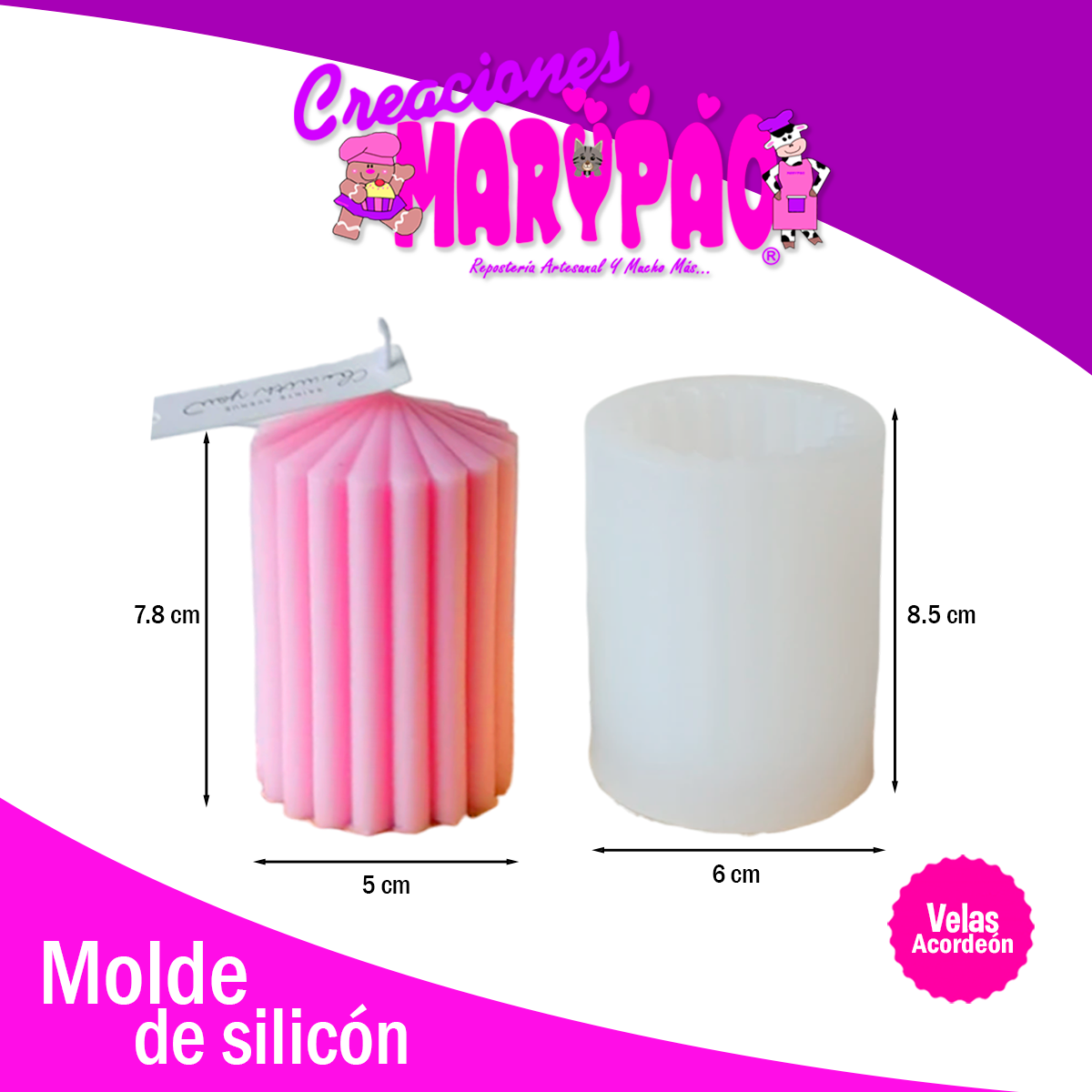 Molde De Silicón Para Velas Acordeón