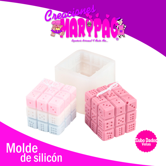 Molde De Silicón Para Velas Cubo Dados