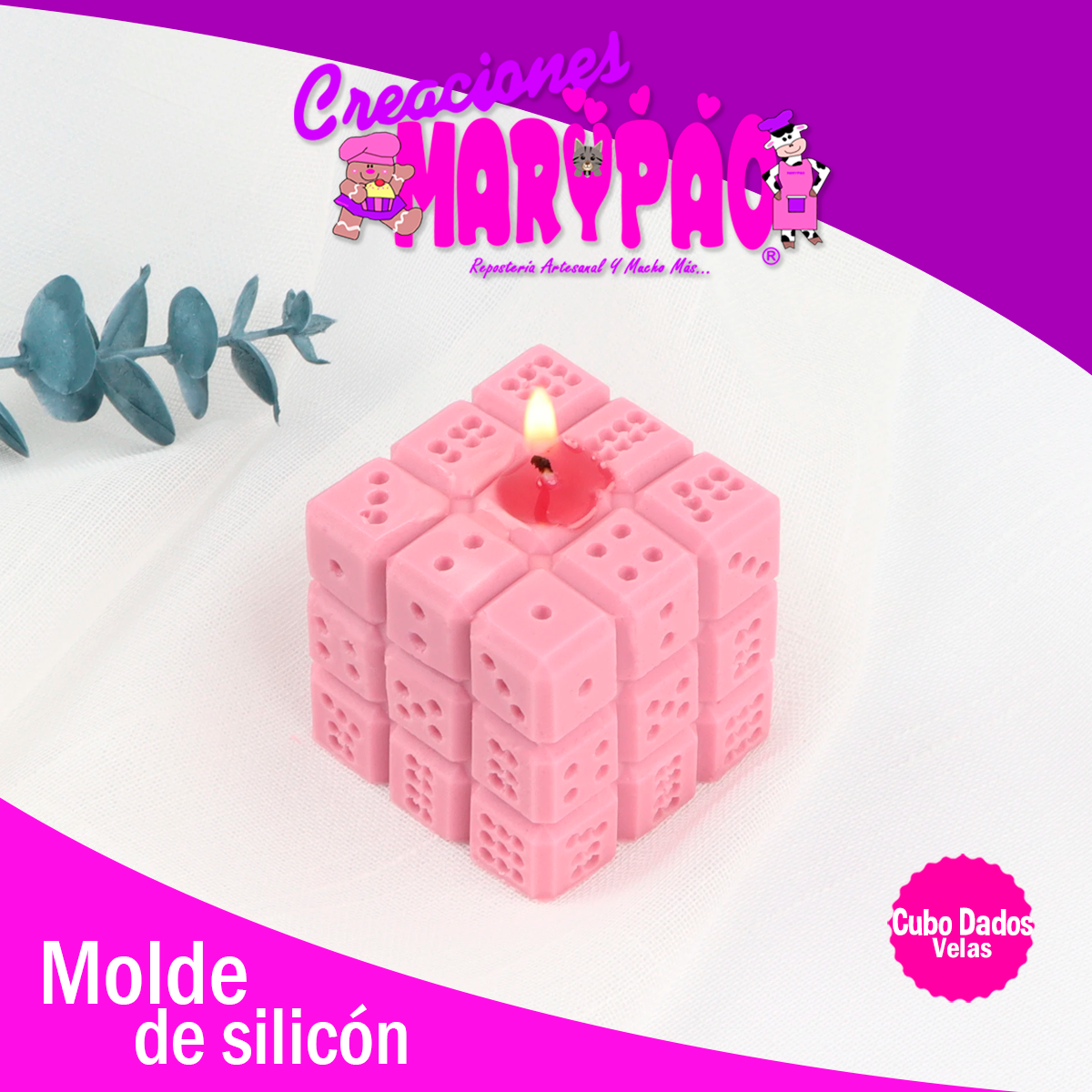 Molde De Silicón Para Velas Cubo Dados