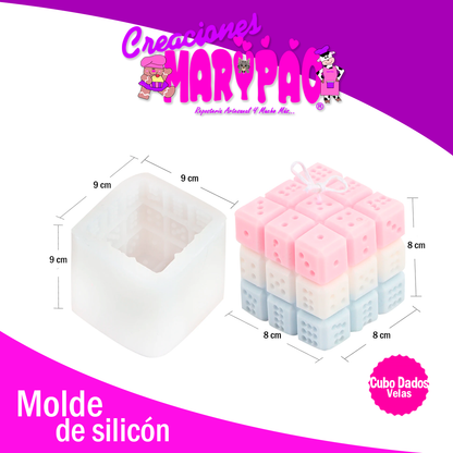 Molde De Silicón Para Velas Cubo Dados