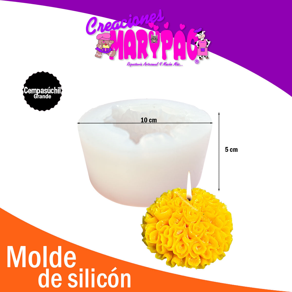 Molde De Silicón Velas Flor de Cempasúchil Grande