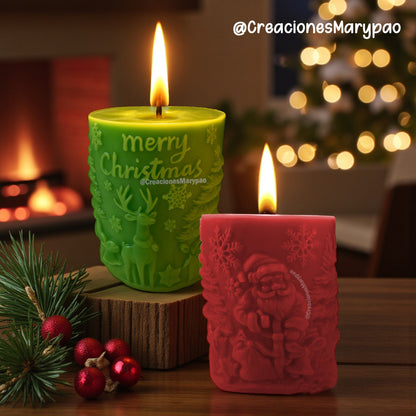 🎄 Molde de Silicón Velas Navidad Doble Vista –  Santa Claus Y Reno 🎅🦌