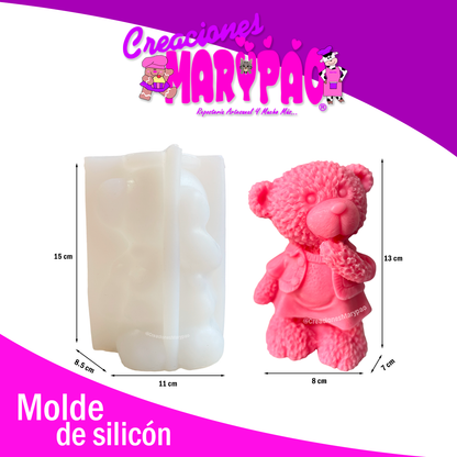 Molde de Silicón – Osita 13 cm 🐻🎀 Velas Figuras De Yeso