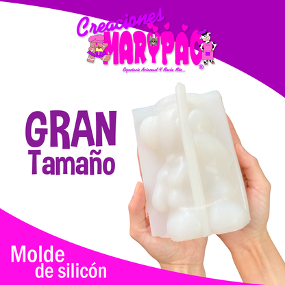 Molde de Silicón – Osita 13 cm 🐻🎀 Velas Figuras De Yeso