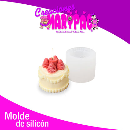 Molde De Silicón Para Velas Pastel Con Fresas 5 Cm Bonito