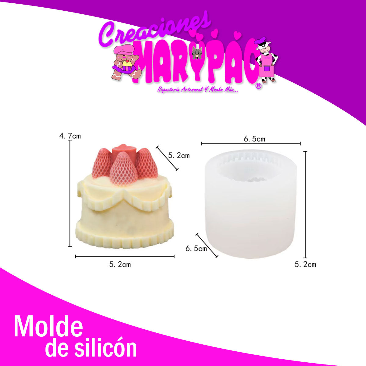 Molde De Silicón Para Velas Pastel Con Fresas 5 Cm Bonito