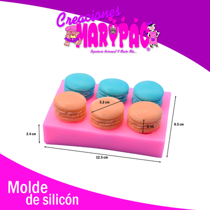 🩷 Molde de Silicón en Forma de Macarons – Velas Postres🩷
