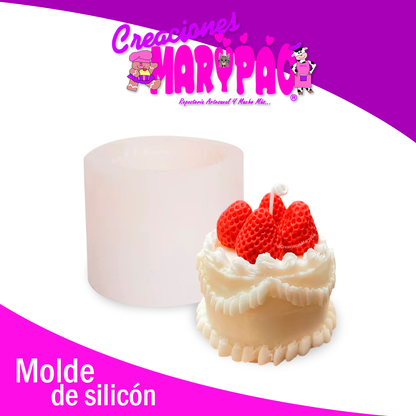 Molde De Silicón Para Velas Pastel Con Fresas +Grande 🍓🎂