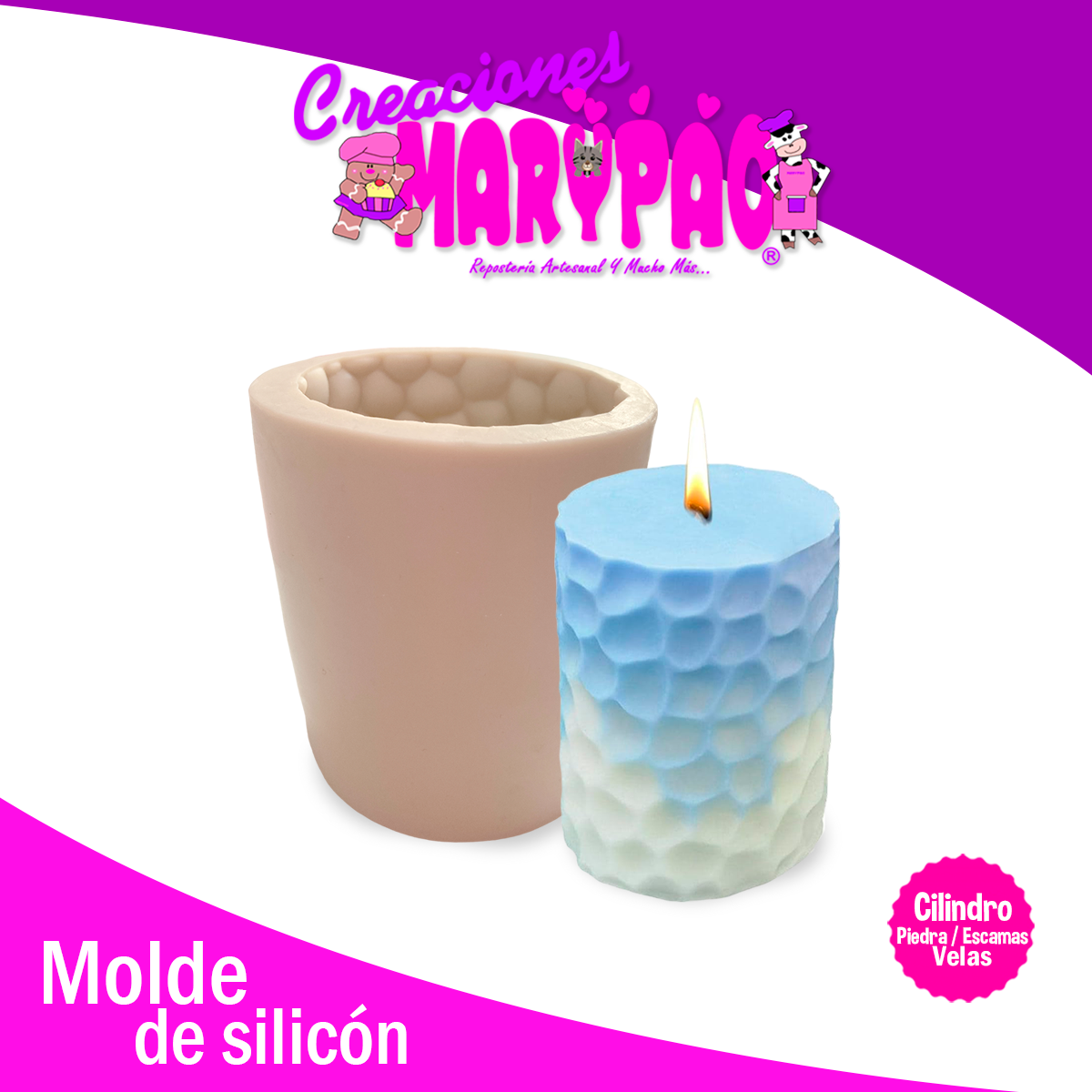 Molde De Silicón Para Velas Cilindro Panal / Escamas