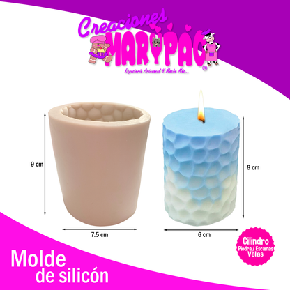 Molde De Silicón Para Velas Cilindro Panal / Escamas