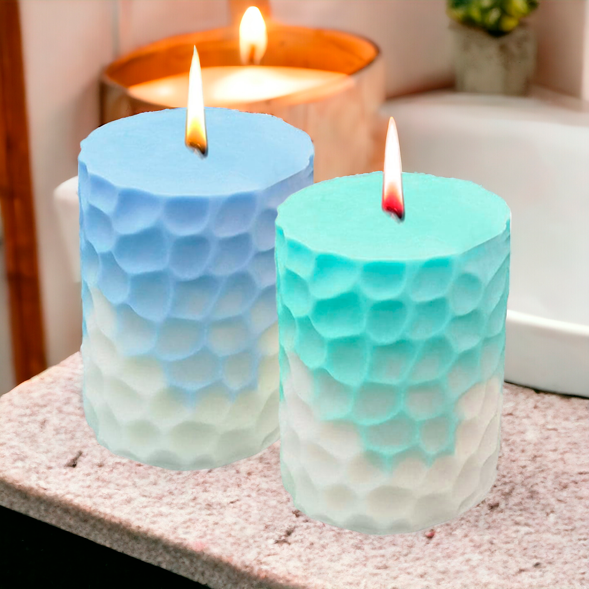 Molde De Silicón Para Velas Cilindro Panal / Escamas