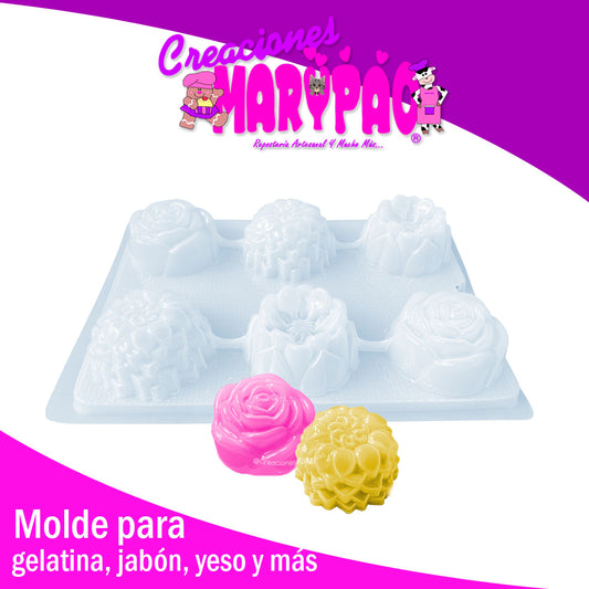 Molde Flores Surtidas Jabones Gelatinas Individuales Yeso