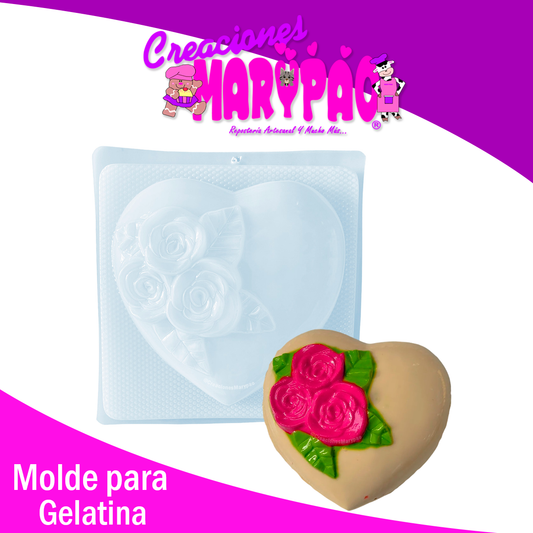 Molde Para Gelatina Corazón con Rosas