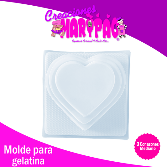 Molde Para Gelatina Tres Corazones Febrero Amor