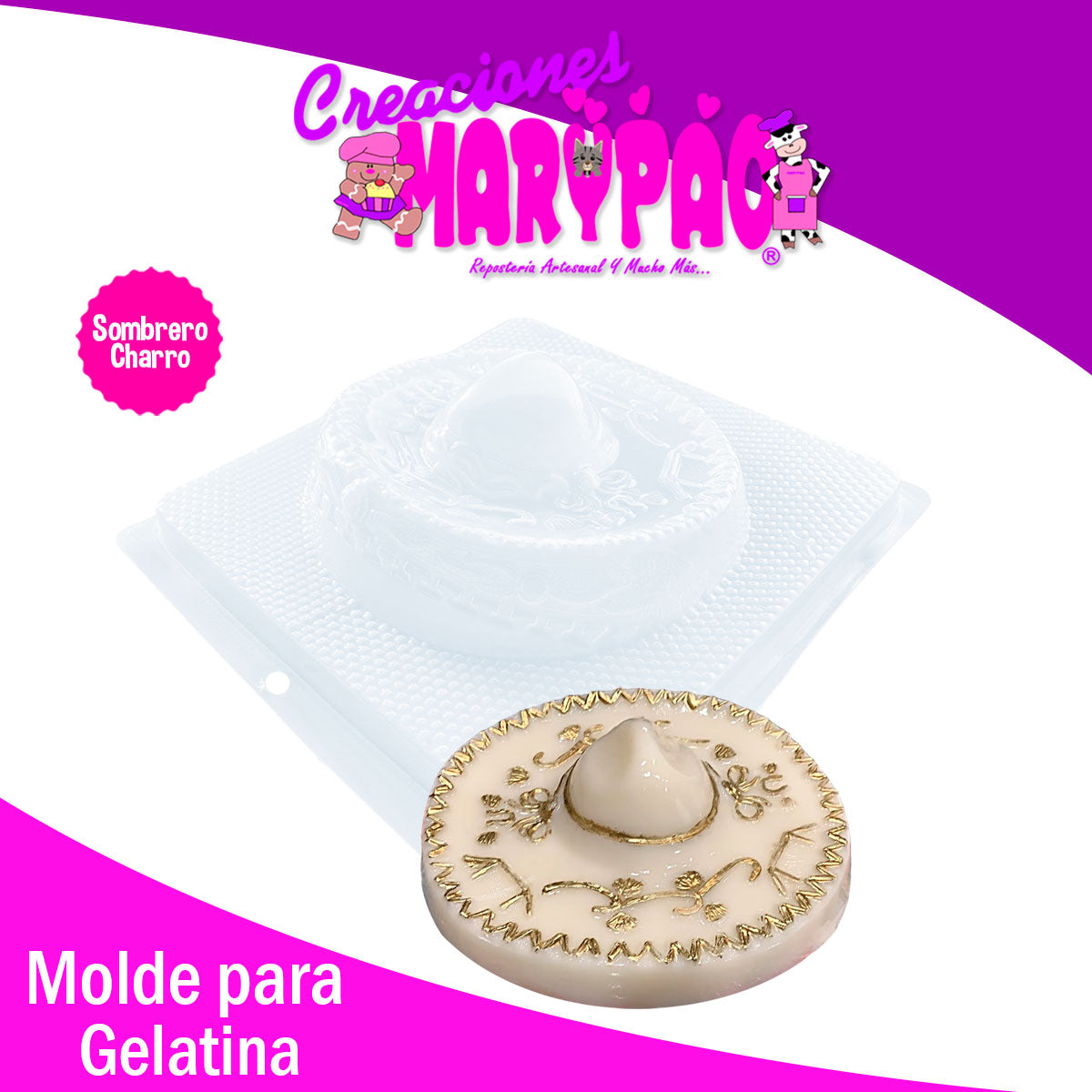 Molde Para Gelatina Sombrero de Cahrro Patrio Septiembre