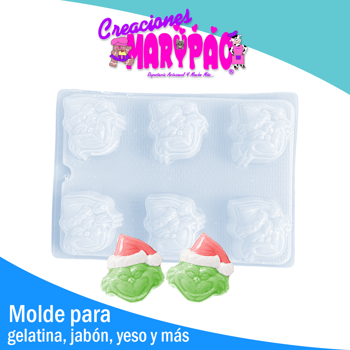 Molde El Grinch Navidad Yesitos Gelatinas Y Más