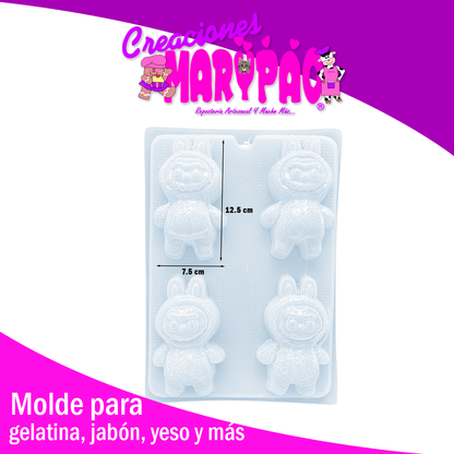 Molde Labubus 12.5 cm Gelatinas Jabones Figuras de Yeso