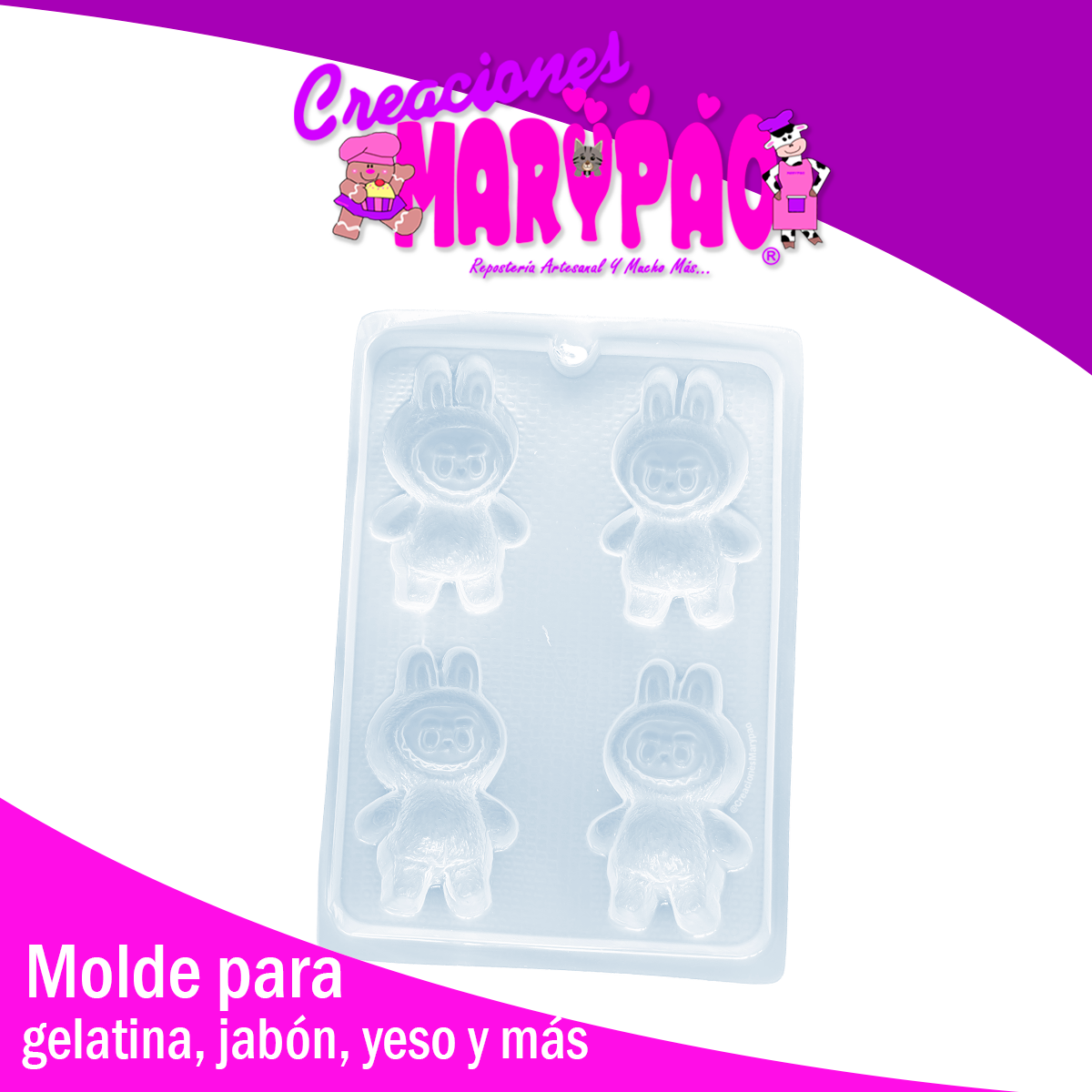 Molde Labubus 12.5 cm Gelatinas Jabones Figuras de Yeso