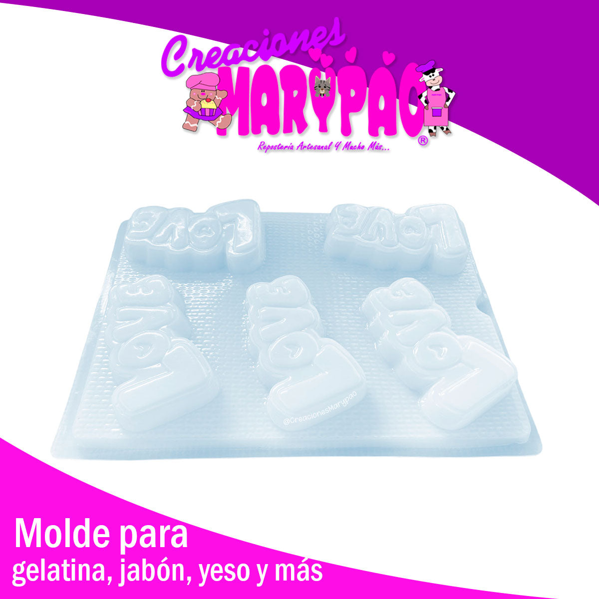 Molde Love Letrero Febrero Amor Jabones Gelatinas