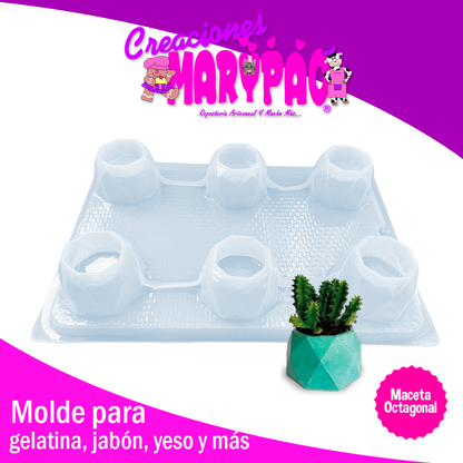 Molde Maceta Octagonal Para Suculentas Yeso Resina