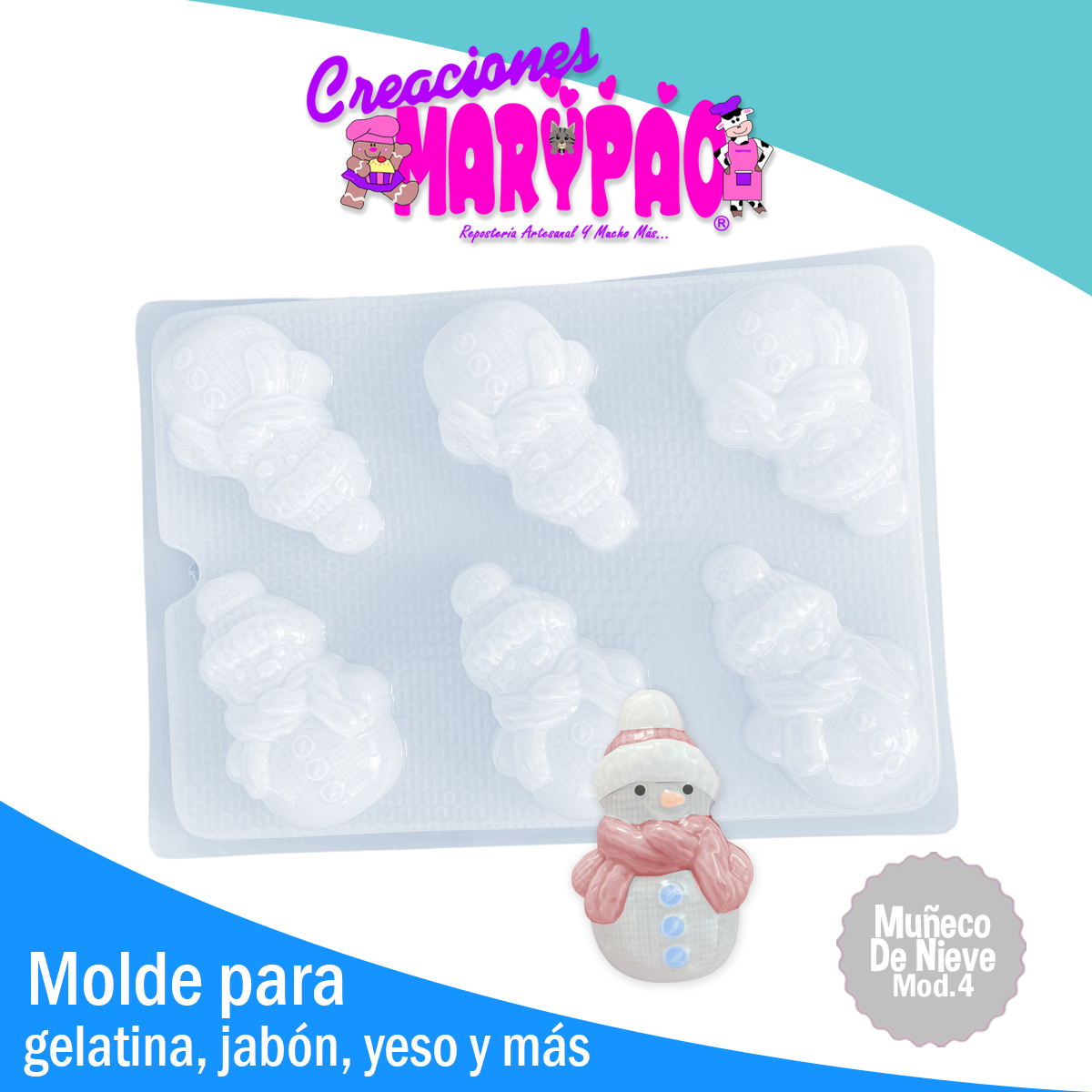 Molde Muñeco De Nieve Mod4 Jabon Gelatinas Yeso Resina Vela