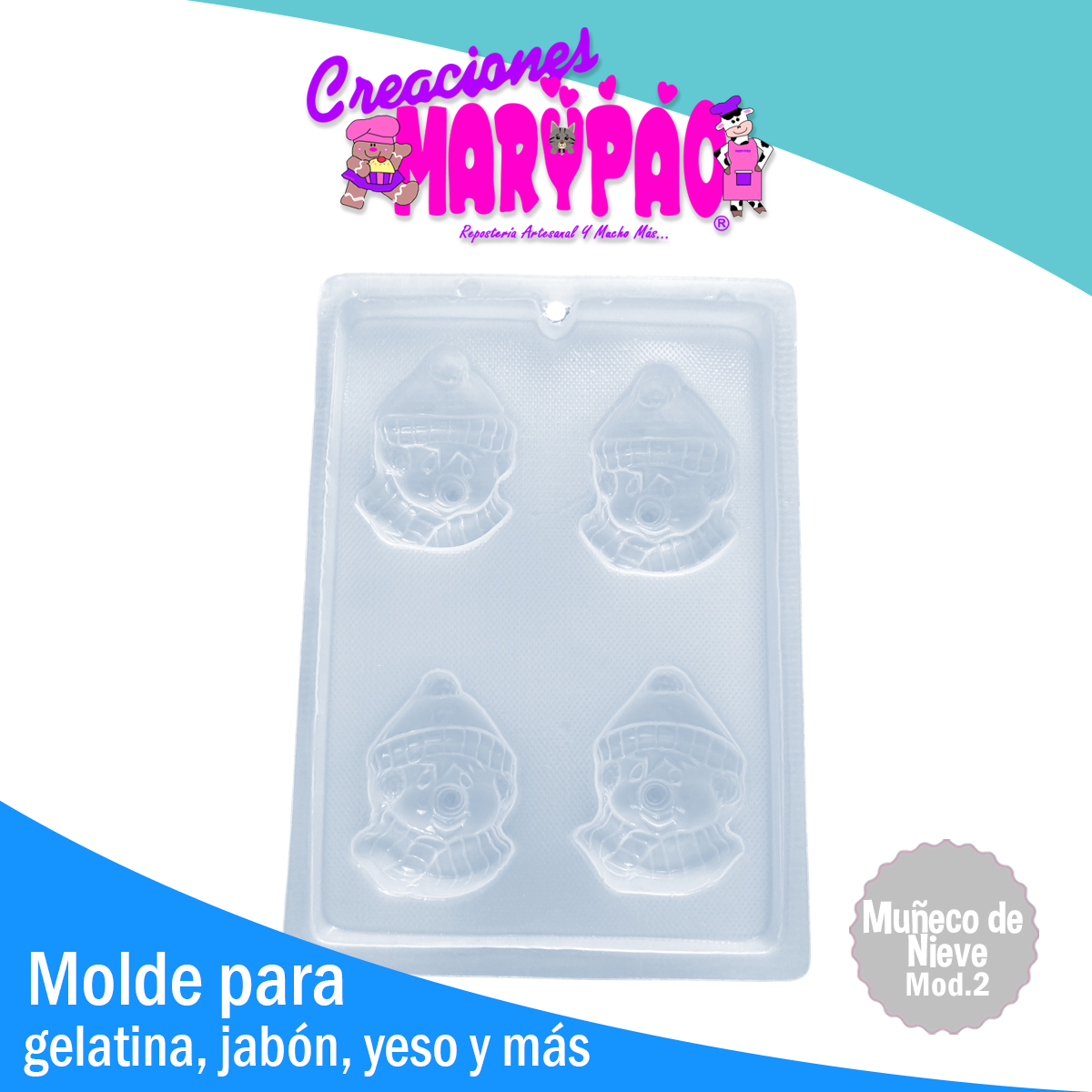 Molde Muñeco De Nieve Mod2 Navidad  Gelatina Jabon  Vela