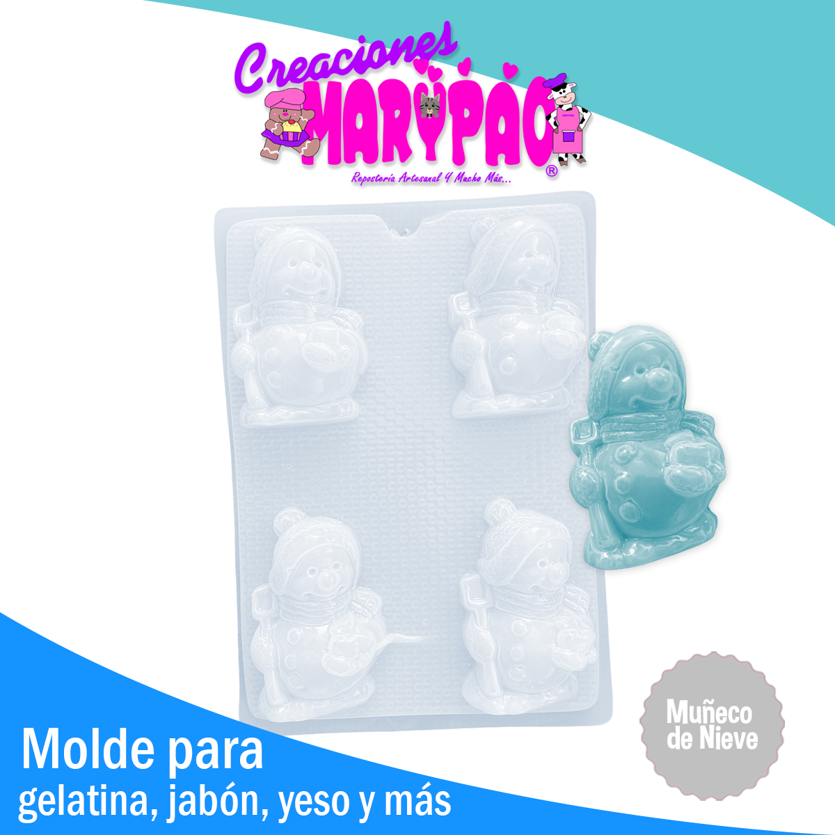 Molde Muñeco De Nieve Mod3 Navidad  Gelatina Jabon Vela