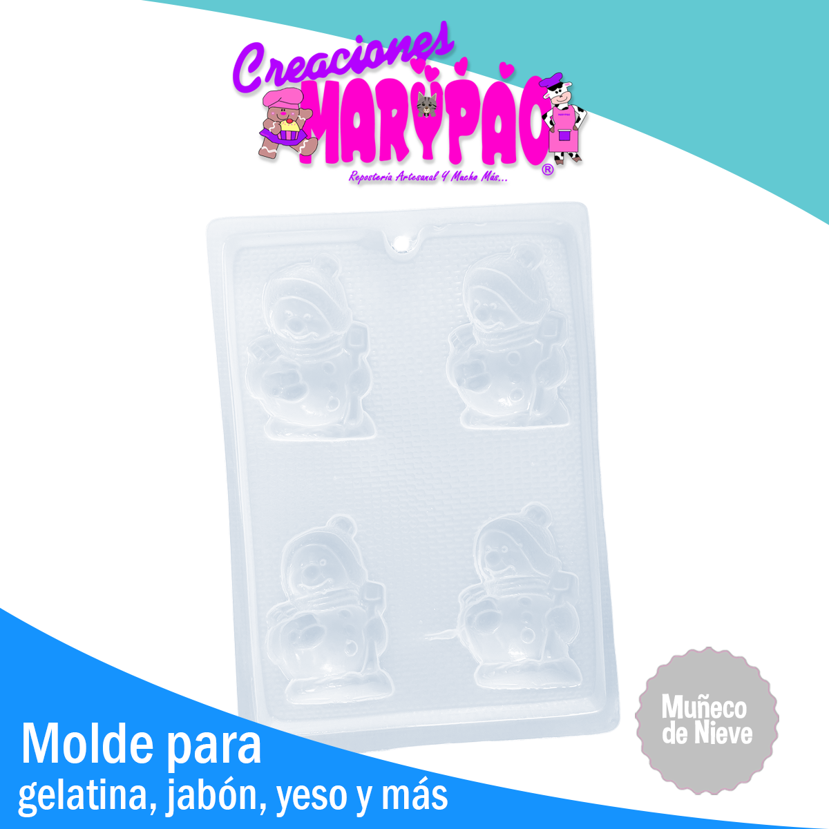 Molde Muñeco De Nieve Mod3 Navidad  Gelatina Jabon Vela